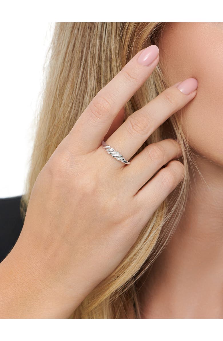 DEVATA Rope Ring in Rhodium Plated Sterling Silver, Alternate, color, Silver