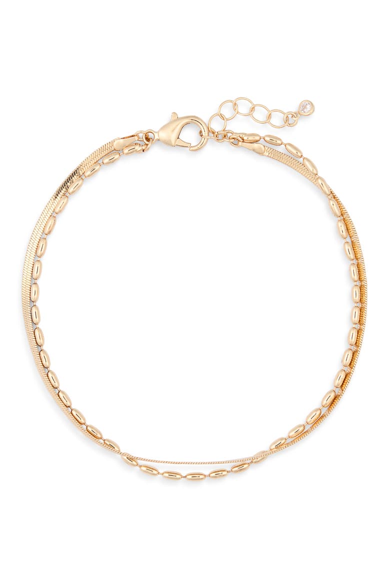 Double Chain Anklet, Main, color, GOLD