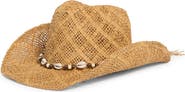 BUSBEE STYLE Cross Weave Shell Trim Straw Cowboy Hat