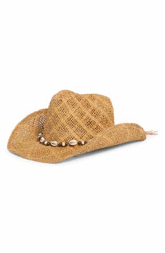 Cross Weave Shell Trim Straw Cowboy Hat
