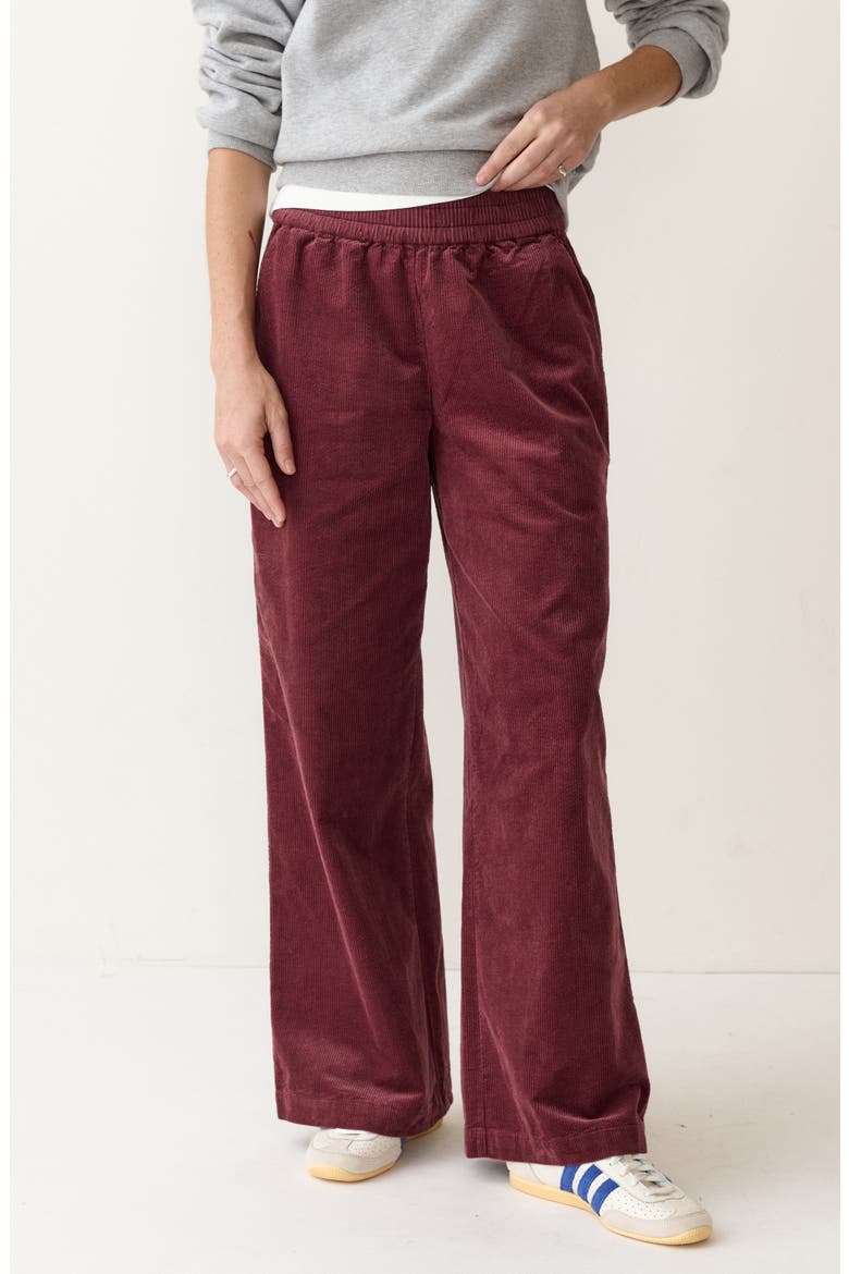 Allison Wide Leg Corduroy Trousers, Main, color, MERLOT