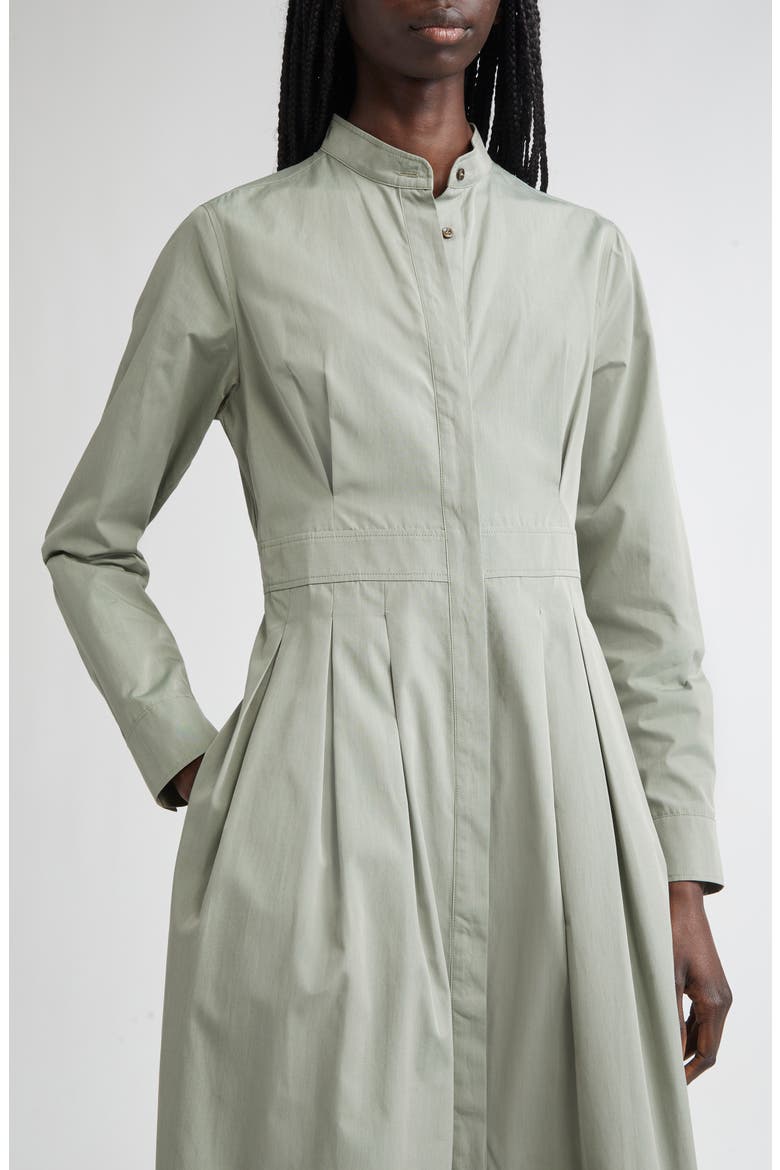 Pavia Pleated Long Sleeve Cotton Shirtdress, Alternate, color, SAGE GREEN