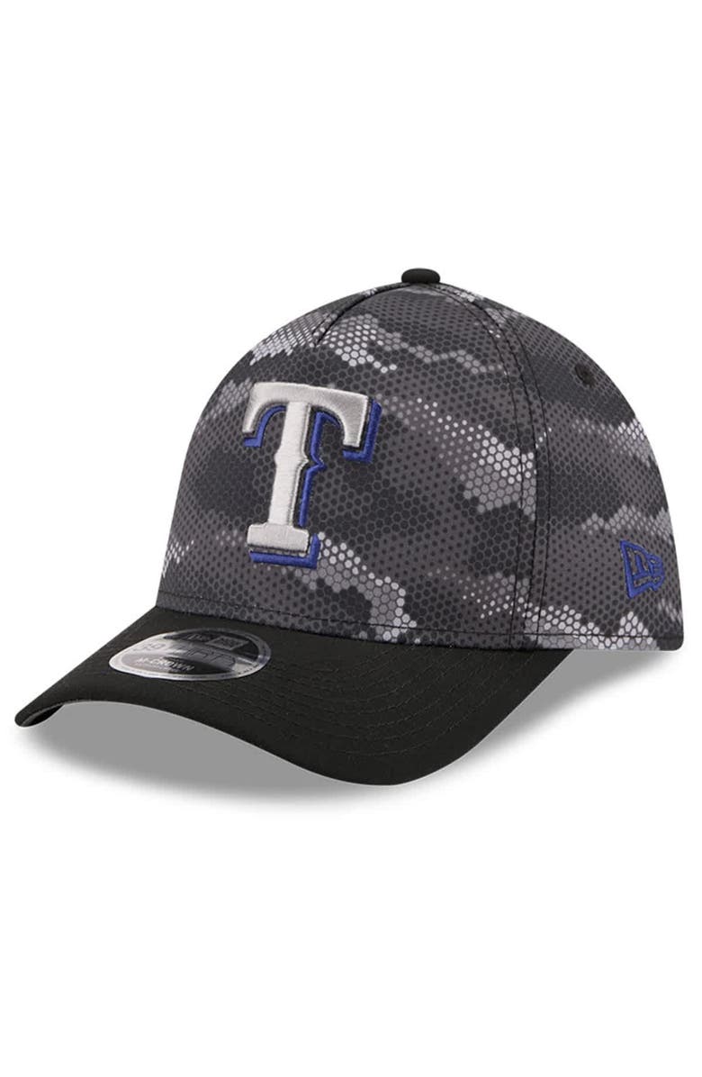 New Era Men's New Era Black Texas Rangers Camo 39THIRTY A-Frame Flex Hat, Main, color, Black