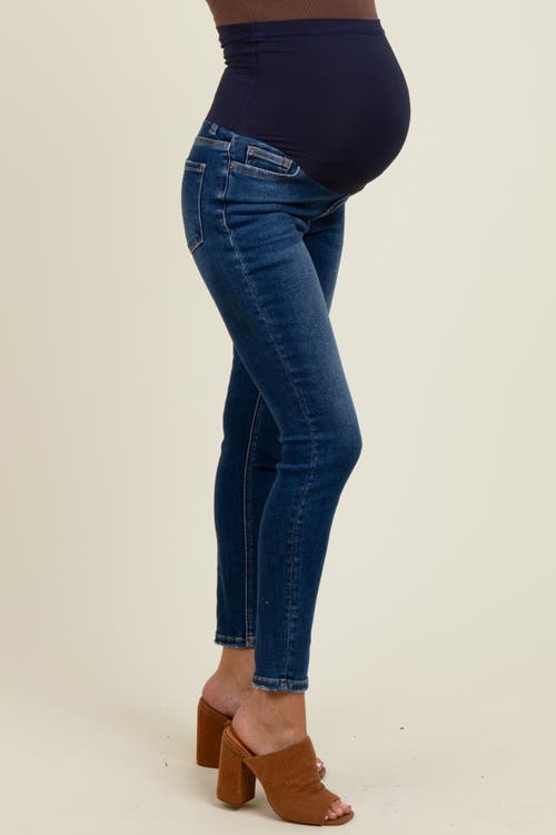 Pinkblush Vintage Wash Maternity Skinny Jeans In Blue