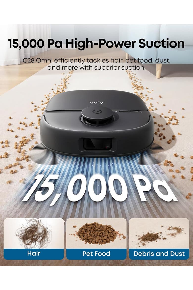 C28 Robot Vacuum and Official RoboVac Hard Floor Cleaning Solution, Alternate, color, Black
