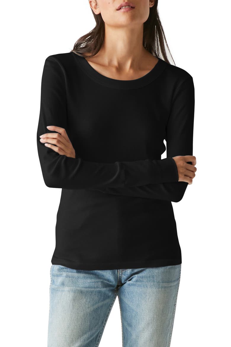 Kelso Wide Crewneck Long Sleeve T-Shirt, Main, color, BLACK