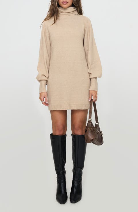 Zahara Turtleneck Long Sleeve Sweater Minidress