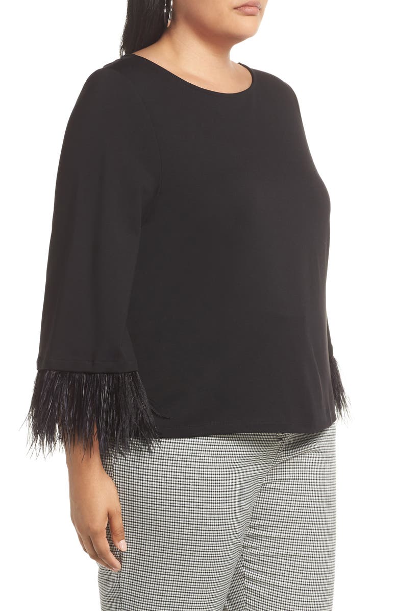 Halogen<sup>®</sup> Feather Trim Ponte Top, Alternate, color, 