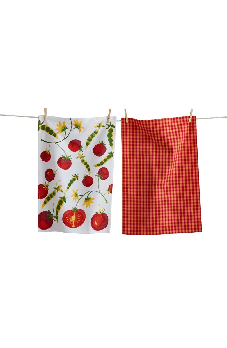 tag Tomatoes And Peas Dishtowel S/2 Red Multi Cotton Everyday, Main, color, Red