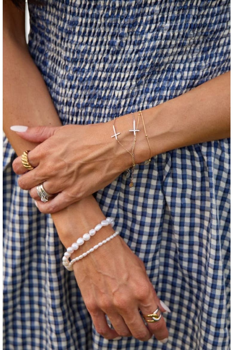 Waterproof Sideways Cross Bracelet, Alternate, color, Silver