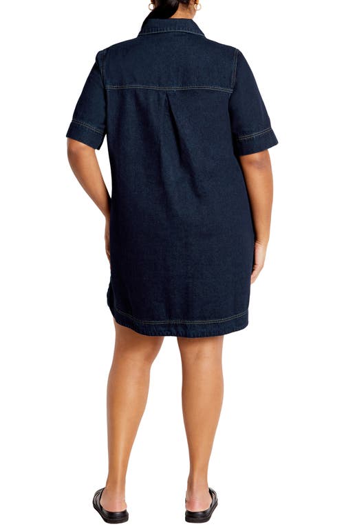 City Chic Jojo Denim Dress In Dark Denim