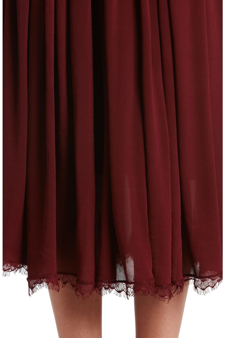 Alicia Mixed Media Midi Dress, Alternate, color, BURGUNDY