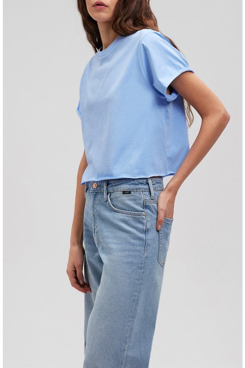 Oversize Raw Hem Crop T-Shirt, Alternate, color, VISTA BLUE
