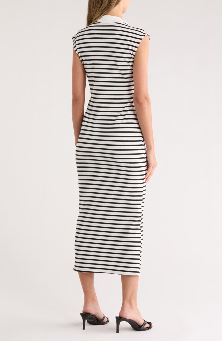 bebe Stripe Rib Column Midi Dress, Alternate, color, Black/ Wh