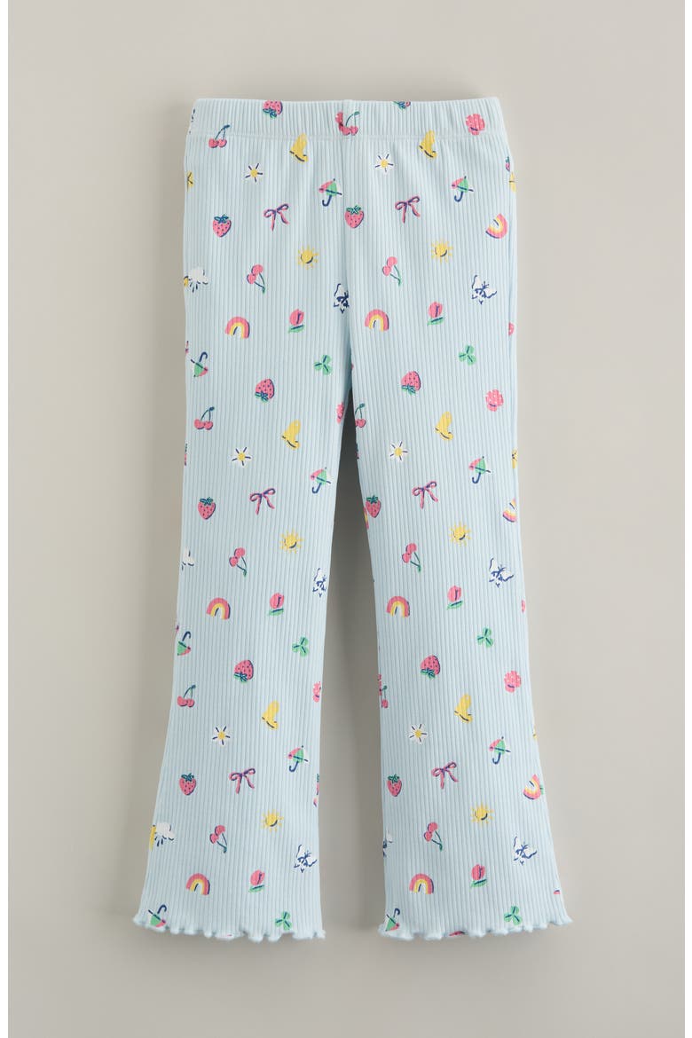 Kids' Rib Print Flare Leggings, Main, color, BLUE DELICATE RAINY DAY