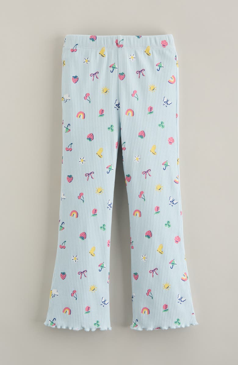 Tucker + Tate Kids' Rib Print Flare Leggings, Main, color, Blue Delicate Rainy Day