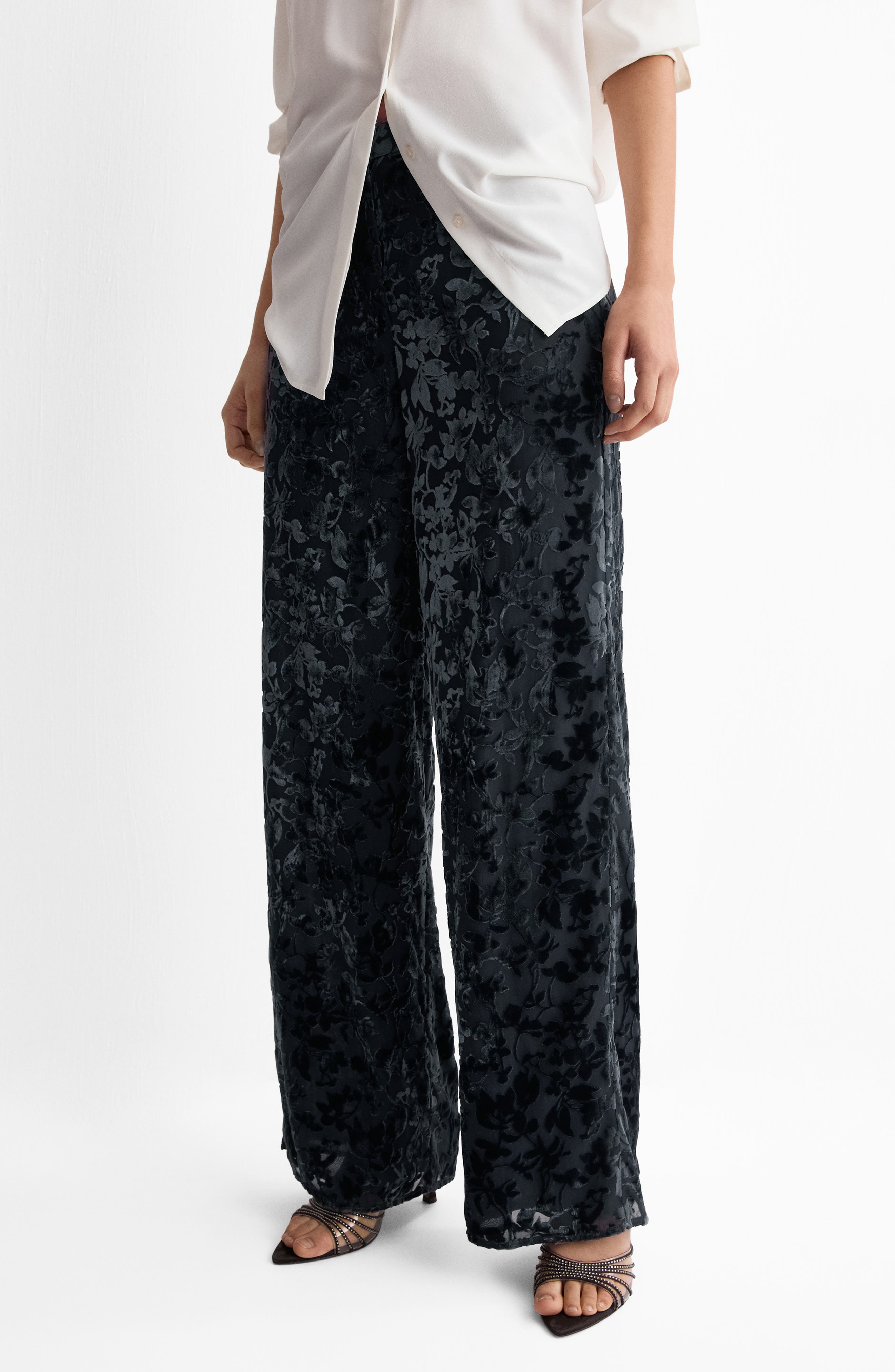 Devore Velvet Straight Leg Pants
