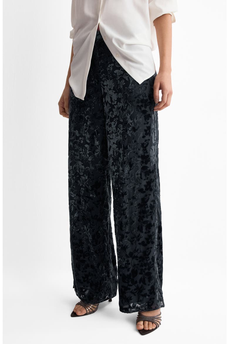 Devoré Velvet Straight Leg Pants, Main, color, NIGHT BLUE