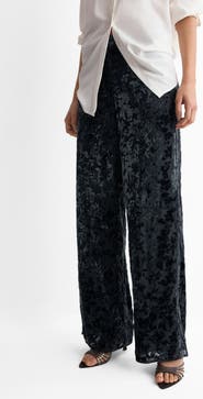 MANGO Devoré Velvet Straight Leg Pants