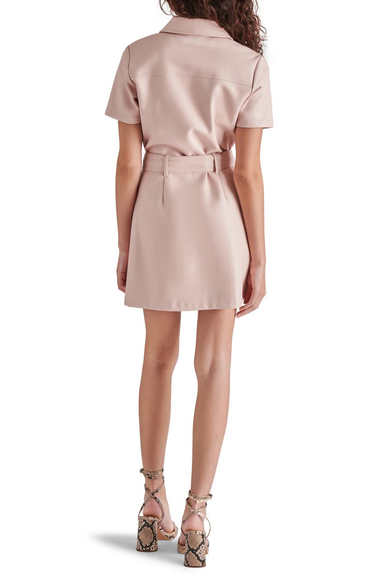 Steve Madden Jolene Belted Faux Leather Mini Shirtdress, Alternate, color, Rose Taupe