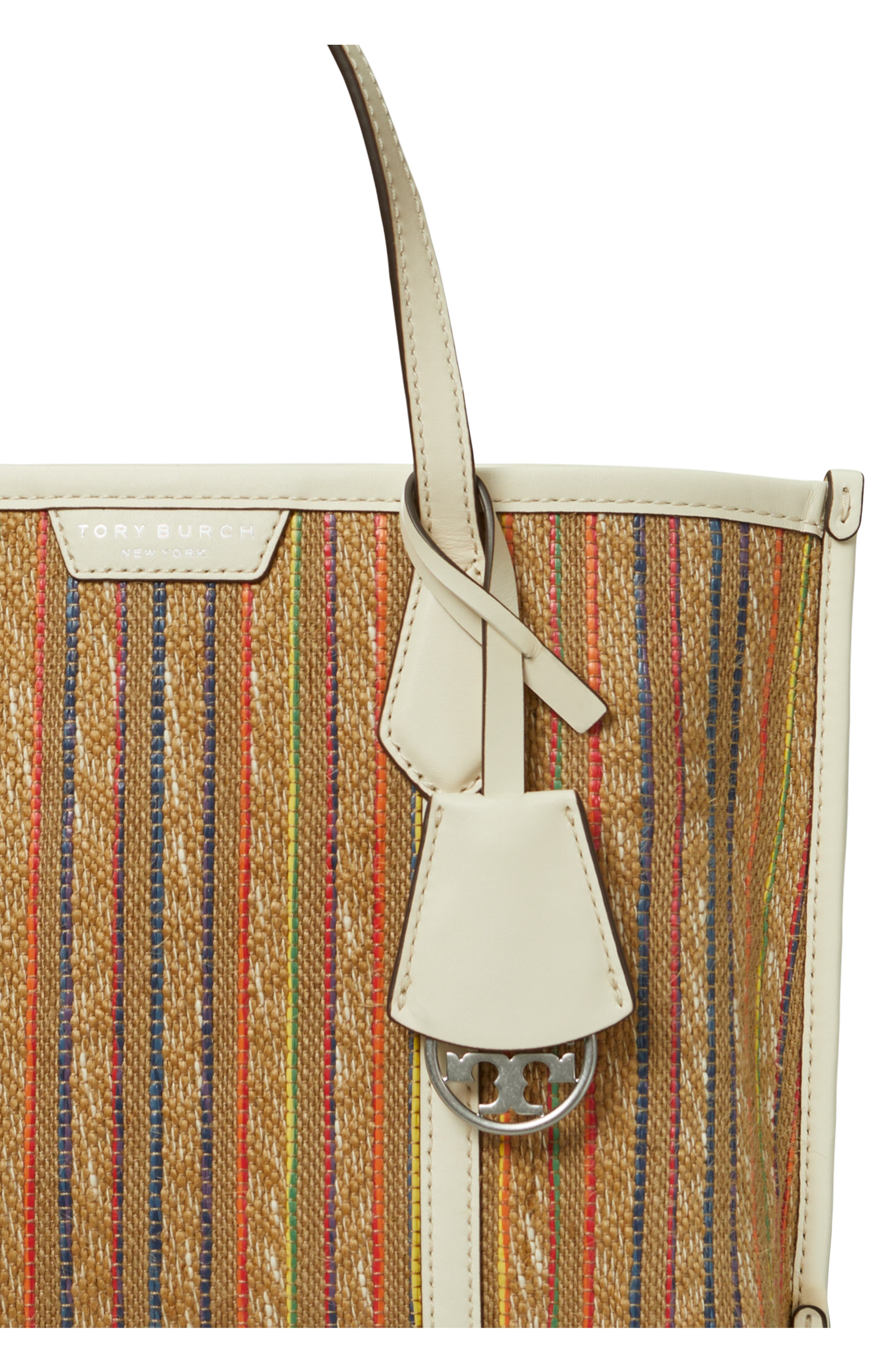 Small Perry Stripe Raffia Tote, Alternate, color, MULTI