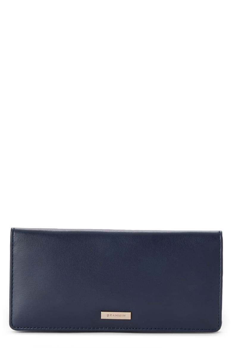 Ady Croc Embossed Leather Wallet, Main, color, NAVY BELCANTO