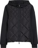 Moncler Mixed Media Hooded Zip Down Cardigan