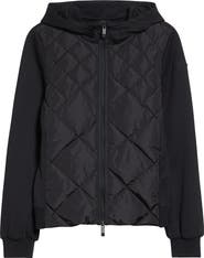 Moncler Mixed Media Hooded Zip Down Cardigan