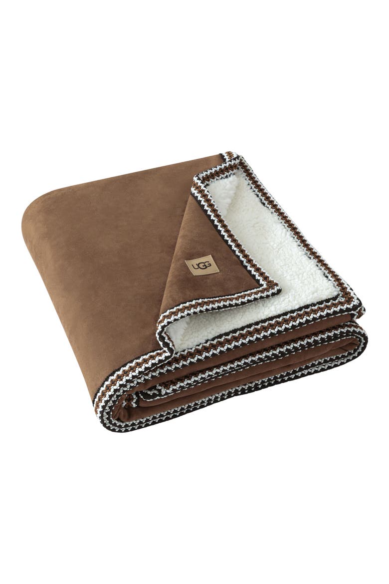 Kirkwood Braid Trim Throw Blanket, Main, color, CHESTNUT