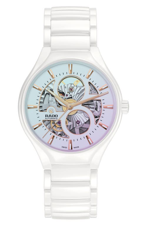 RADO True Automatic Open Heart Bracelet Watch, 40mm in White 