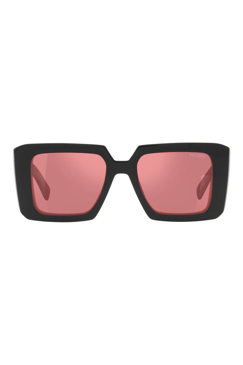 51mm Tortoise Square Sunglasses, Main, color, BLACK