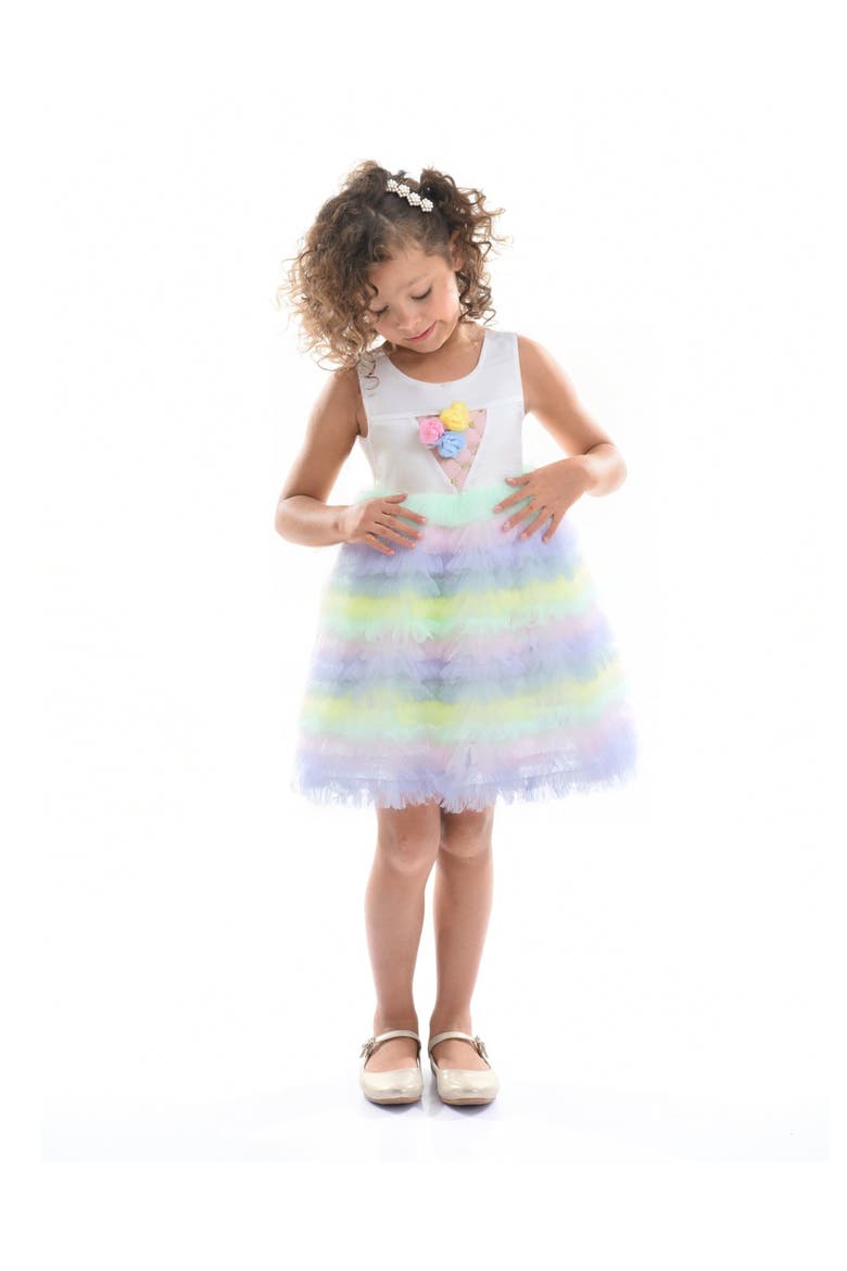 Ruffle Tiered Pom Dress, Alternate, color, Purple