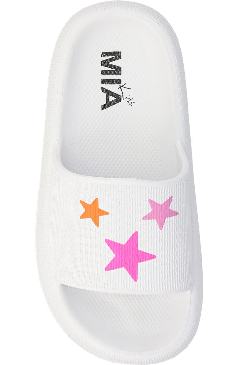 MIA Kids' Lexa Slide Sandal, Alternate, color, White- Multi Stars
