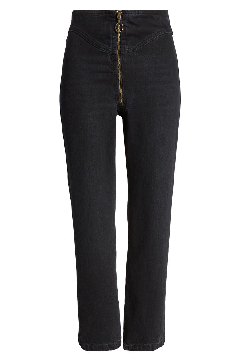 The Zip Up High Waist Ankle Straight Leg Jeans, Alternate, color, LUNAR