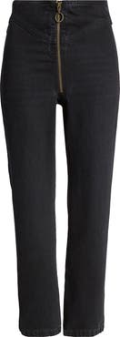FRAME The Zip Up High Waist Ankle Straight Leg Jeans