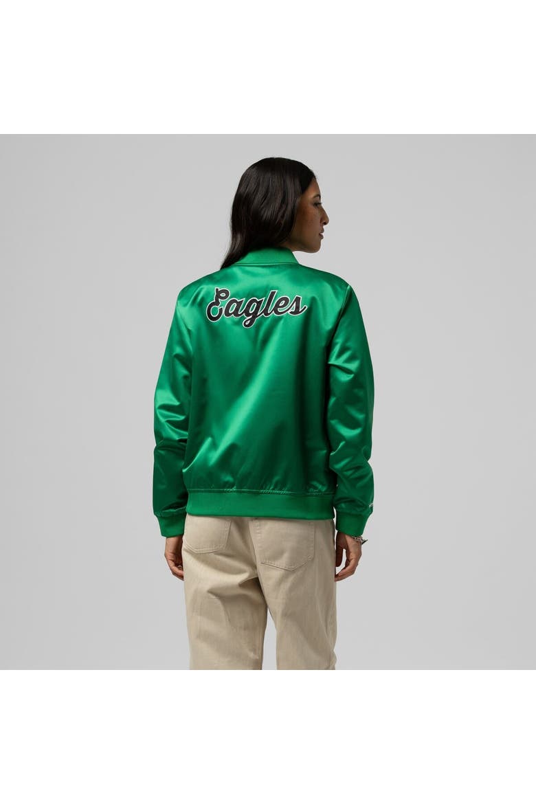 Women's Mitchell & Ness  Kelly Green Philadelphia Eagles Full-Snap Satin Jacket, Alternate, color, Kelly Green