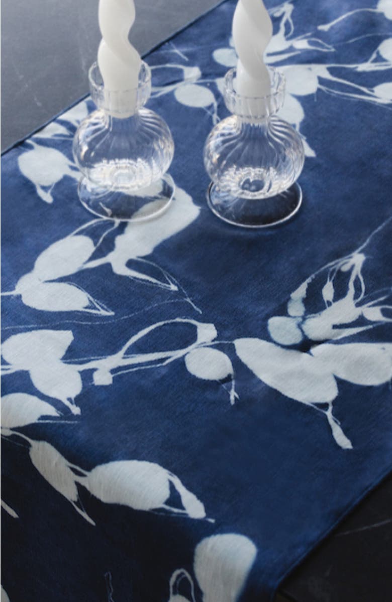 Goldie Home Porto Print Denim Runner, Main, color, Indigo