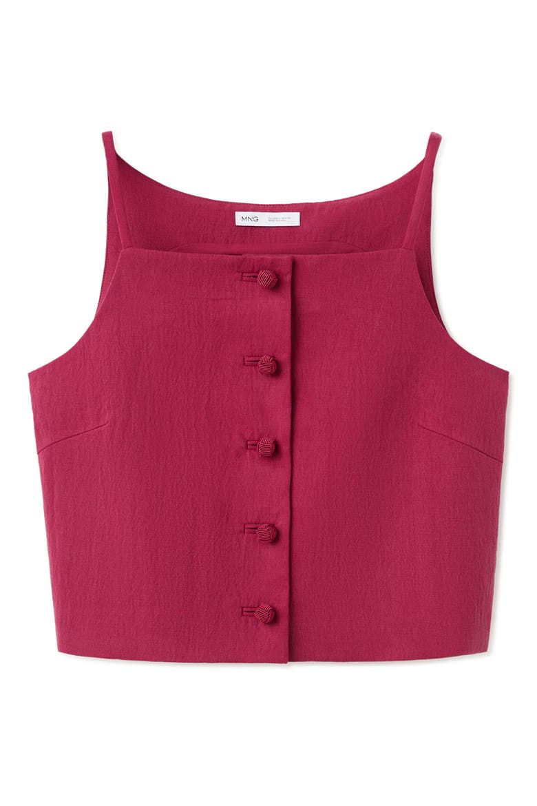 Square Neck Button Front Top, Alternate, color, RED