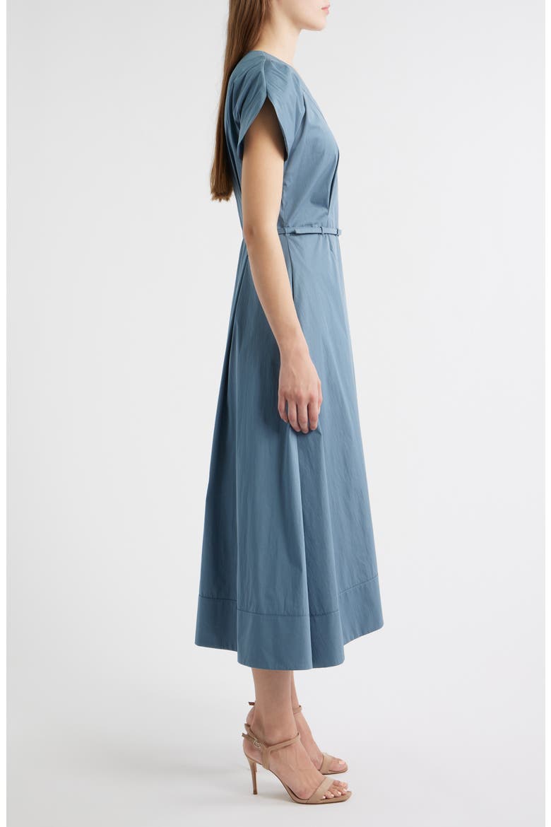 Demnilia Belted Cotton Blend Midi Dress, Alternate, color, TANZANITE