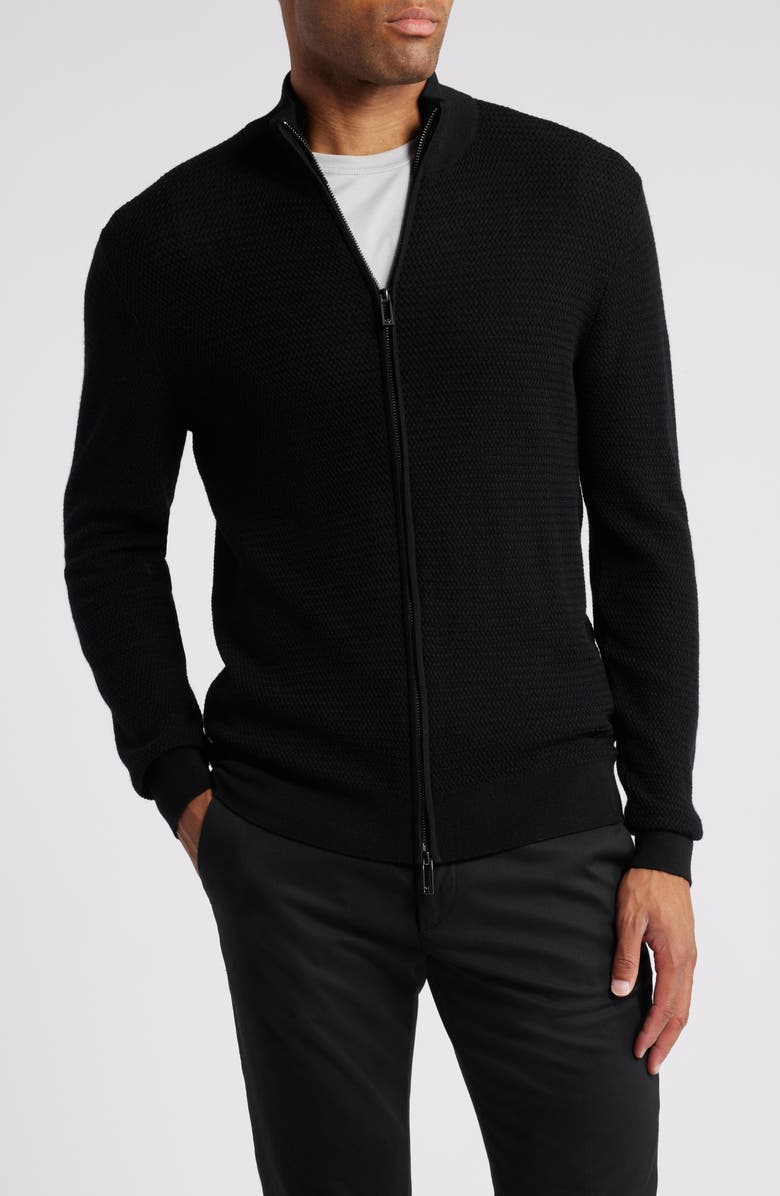 Emporio Armani Textured Wool Zip Cardigan | Nordstromrack