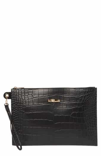 Longchamp Croc Embossed Leather Wristlet