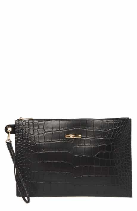 Longchamp Croc Embossed Leather Wristlet