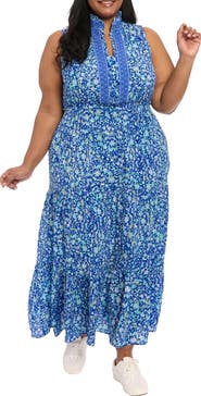 London Times Ruffle Tiered Maxi Dress