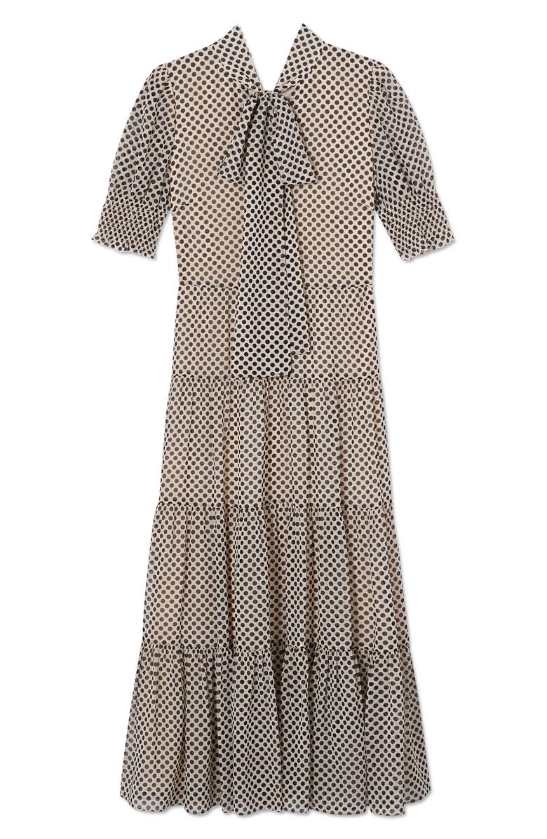 LK Bennett Coco Tie Neck Maxi Dress, Alternate, color, Black Multi