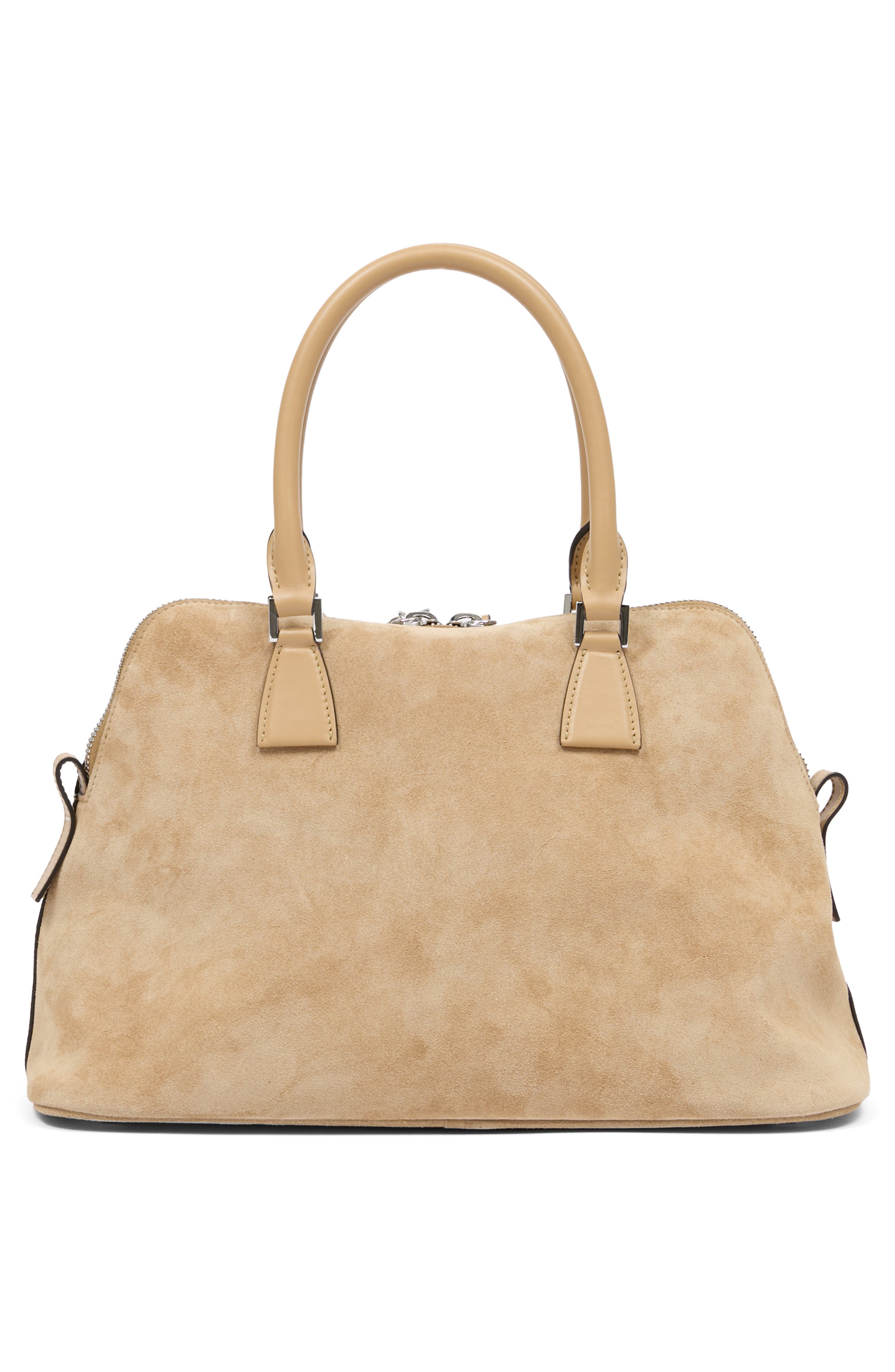 Maison Margiela Medium 5AC Soft Suede Handheld Bag, Alternate, color, Camel