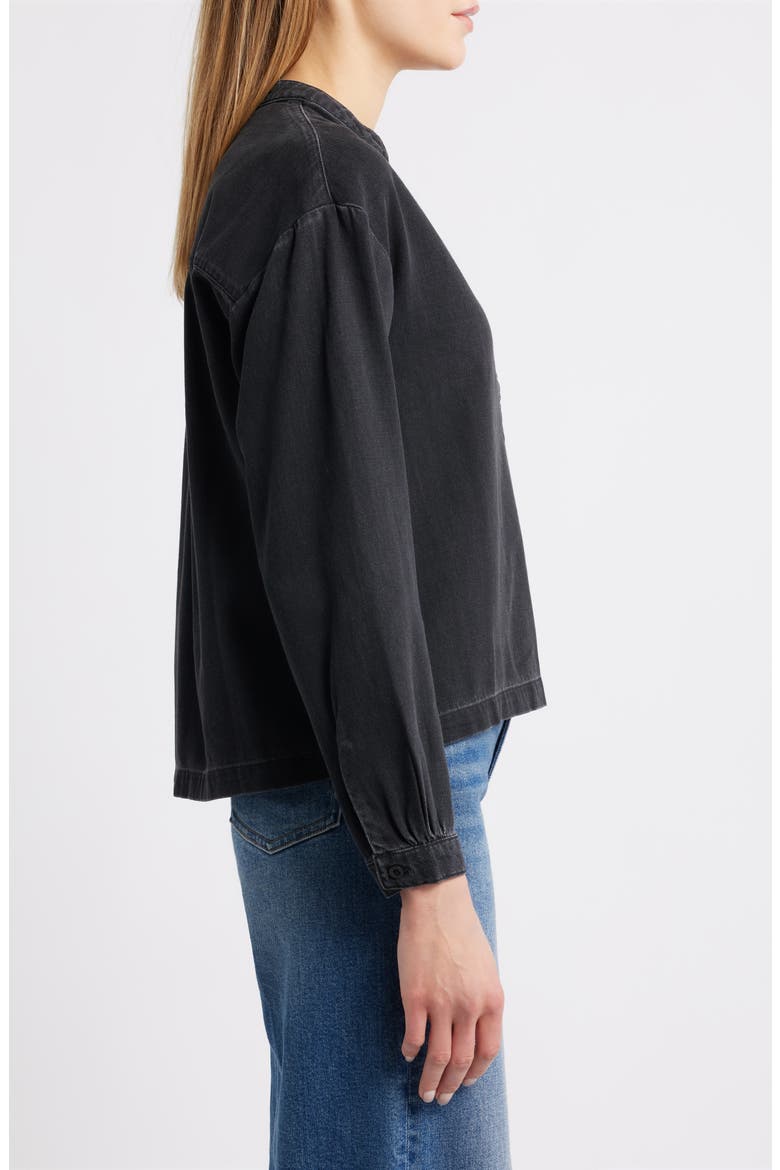 Shirred Cotton-Blend Denim Top, Alternate, color, NOCTURNE NIGHT WASH