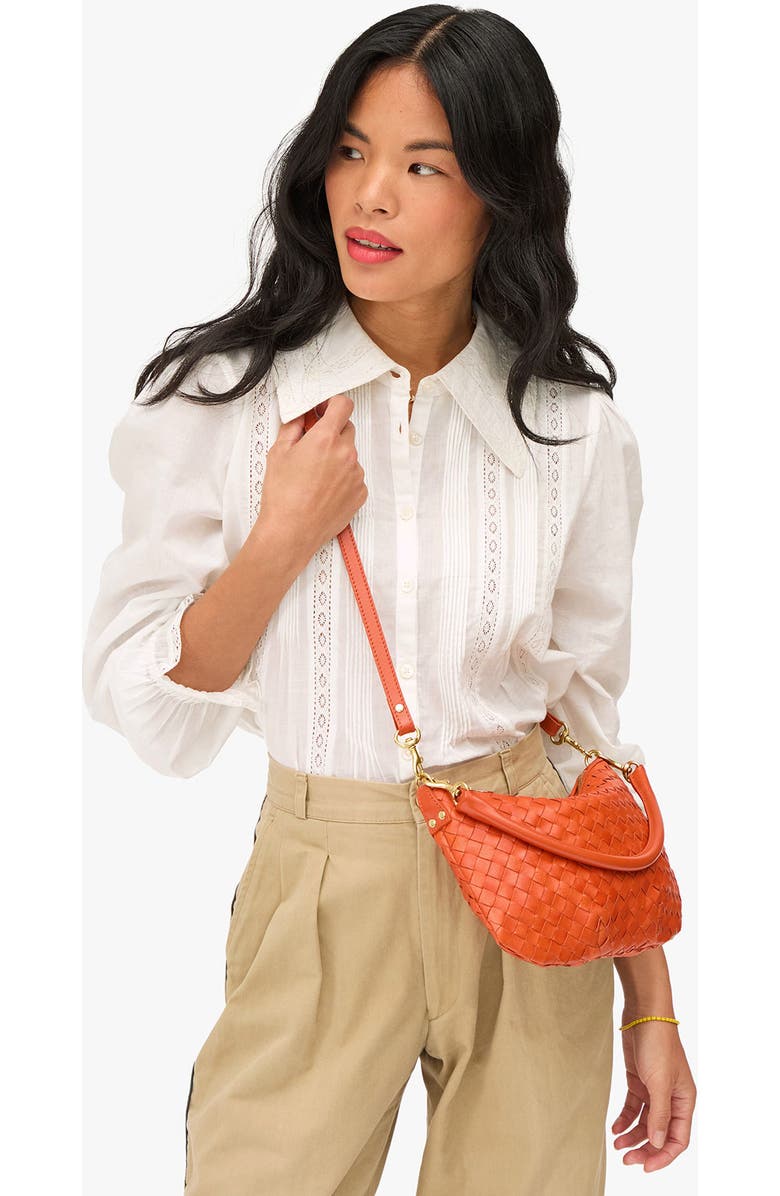 Clare V. Medium Petit Moyen Woven Leather Messenger Bag, Alternate, color, Saltillo