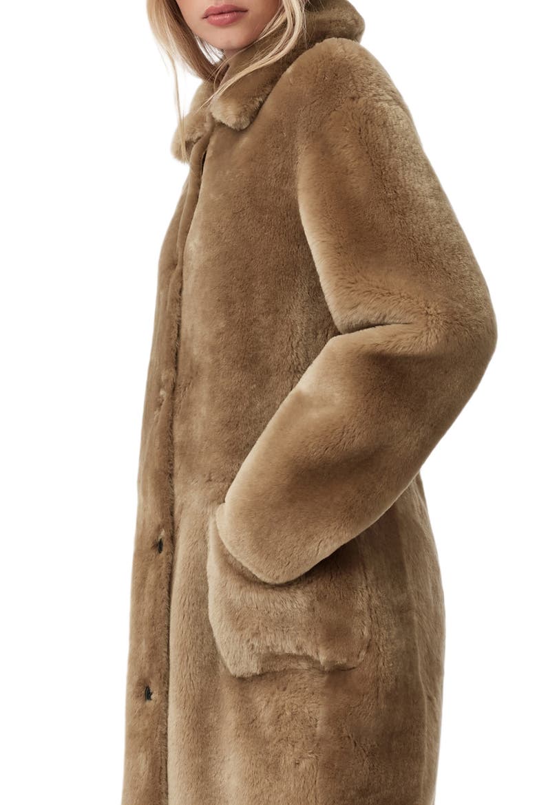 Serra Reversible Genuine Shearling Coat, Alternate, color, CONKER BROWN