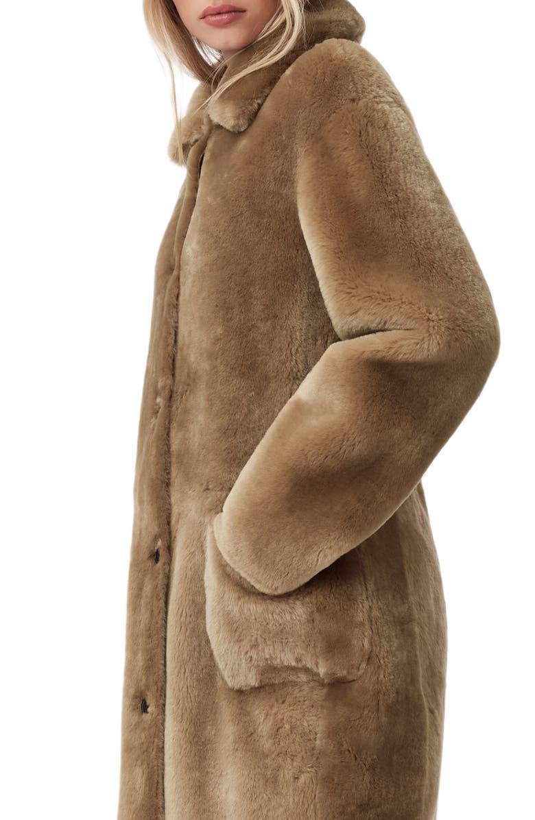 AllSaints Serra Reversible Genuine Shearling Coat, Alternate, color, Conker Brown