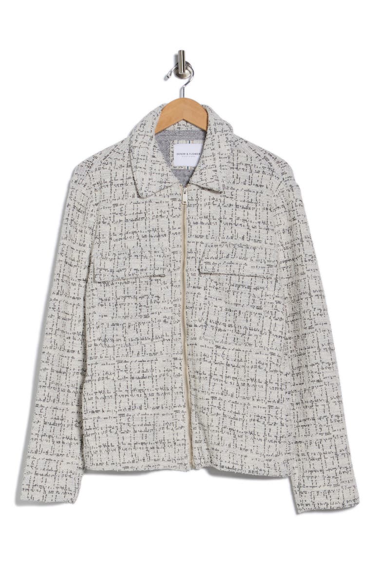 Textured Knit Zip Jacket, Alternate, color, CREAM